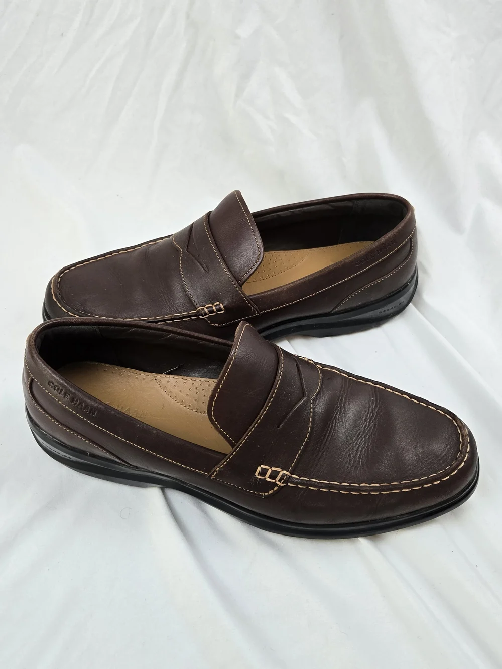 Cole Haan Grand.OS Men's Brown Leather Penny Loafers Size 13M Slip On Comfort